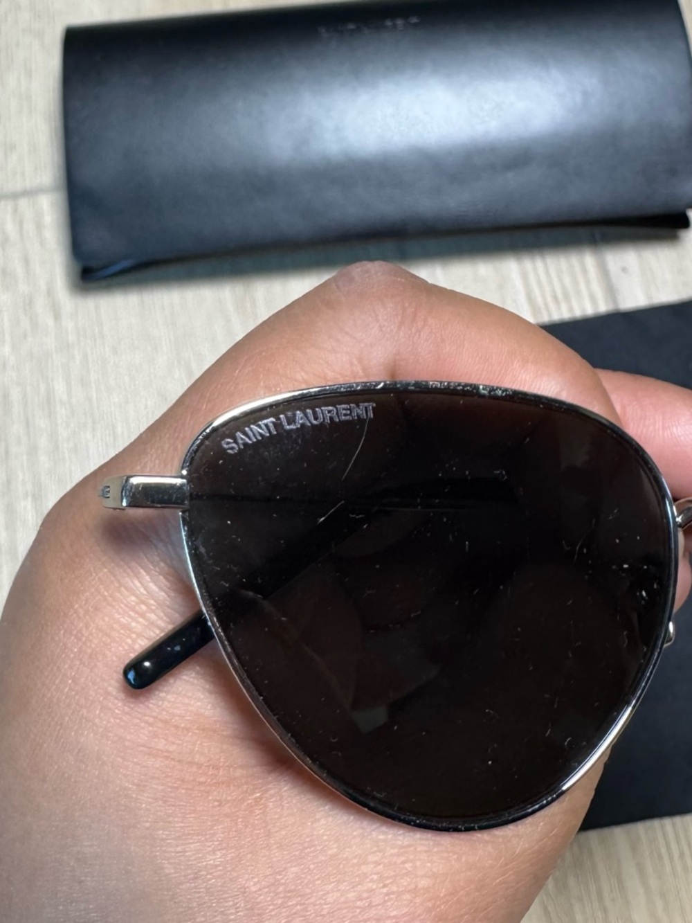 Saint Laurent Cat Eye Black Silver Sunglasses With Case And Cloth - Picture 6 of 11